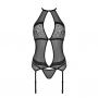 PASSION EROTIC LINE SATARA CORSET AND THONG BLACK
