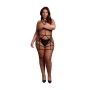 LE DÉSIR STRAPPY OPEN CUP BODY HARNESS WITH GARTERS BLACK QUEEN SIZE