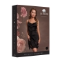 LE DÉSIR OPEN BACK SILK DRESS WITH CRISS CROSS DETAILS AND SLIT BLACK