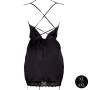 LE DÉSIR OPEN BACK SILK DRESS WITH CRISS CROSS DETAILS AND SLIT BLACK QUEEN SIZE