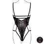 LE DÉSIR LACE UNDERWIRED OPEN CUP TEDDY WITH ADJUSTABLE SLIDERS BLACK 