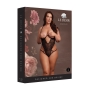 LE DÉSIR LACE UNDERWIRED OPEN CUP TEDDY WITH ADJUSTABLE SLIDERS BLACK QUEEN SIZE 