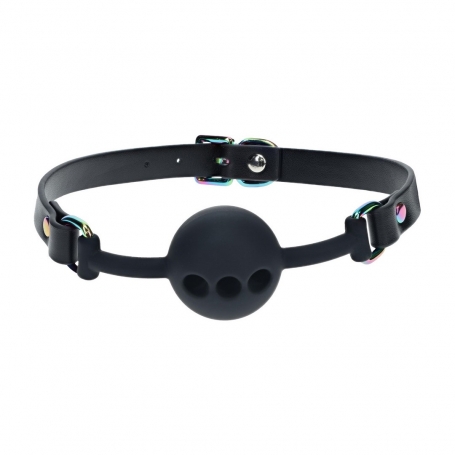 BÂILLON EN SILICONE RESPIRANT VENICE COLLECTION NOIR OUCH!