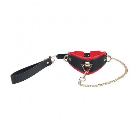 COLLIER AVEC LAISSE MILAN COLLECTION NOIR/ROUGE OUCH!