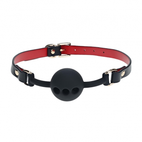 BÂILLON EN SILICONE RESPIRANT MILAN COLLECTION NOIR/ROUGE OUCH!