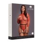 BODY CON LIGUERO DE CUERO ROJO/DORADO BRILLANTE TALLA QUEEN LE DÉSIR 