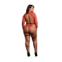 BODY CON LIGUERO DE CUERO ROJO/DORADO BRILLANTE TALLA QUEEN LE DÉSIR 