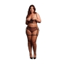 ENSEMBLE 2 PIÈCES AVEC SOUTIEN-GORGE OUVERT NOIR TAILLE REINE LE DÉSIR