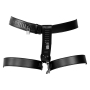 OUCH! XTREME PU LEATHER FEMALE CHASTITY BELT WITH LEG RESTRAINT