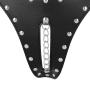 OUCH! XTREME PU LEATHER CHASTITY THONG WITH CHAIN DETAIL