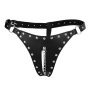 OUCH! XTREME PU LEATHER CHASTITY THONG WITH CHAIN DETAIL