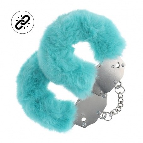 MENOTTES EN PELUCHE HEAVY-DUTY FLUFFY BLEU OUCH!