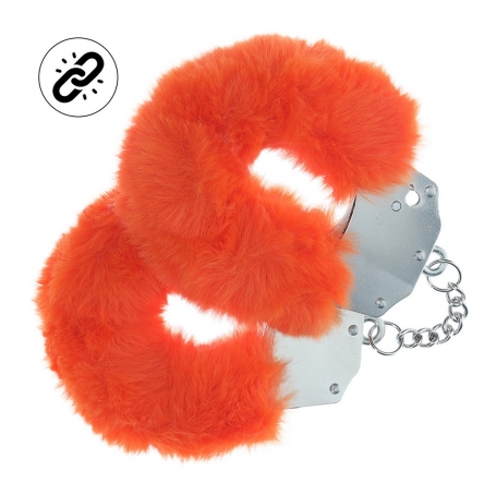 MENOTTES EN PELUCHE HEAVY-DUTY FLUFFY ORANGE OUCH!