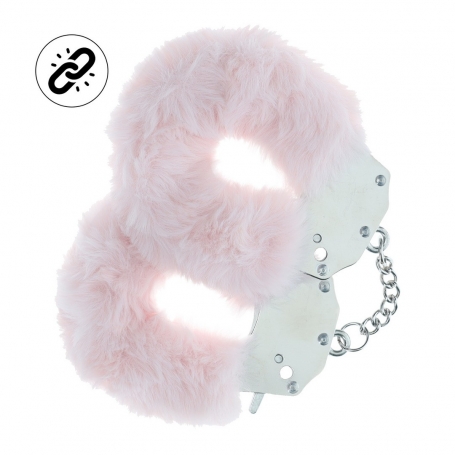MENOTTES EN PELUCHE HEAVY-DUTY FLUFFY POWDER ROSE OUCH!