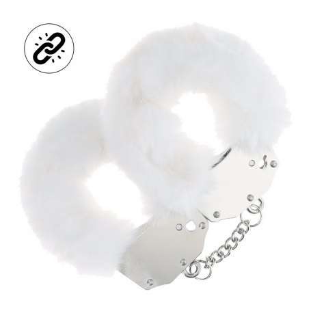 OUCH! HEAVY-DUTY FLUFFY HANDCUFFS WHITE