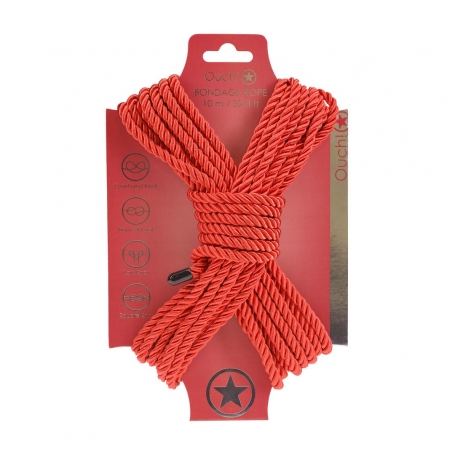 CORDON EN POLYESTER POUR BONDAGE 32.8 FT /10 M ROUGE OUCH!