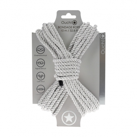 CORDON EN POLYESTER POUR BONDAGE 32.8 FT /10 M ARGENT OUCH!
