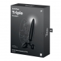 DILDO DE VIDRIO CON PLUG TRIPLE CRISTAL 1 NEGRO SATISFYER