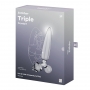 SATISFYER TRIPLE CRYSTAL 1 GLASS DILDO WITH PLUG CLEAR