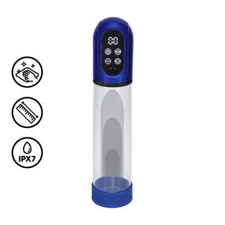 BOMBA AUTOMÁTICA PARA EL PENE Y MASTURBADOR ENGAGE METALLIC BLUE PUMPED
