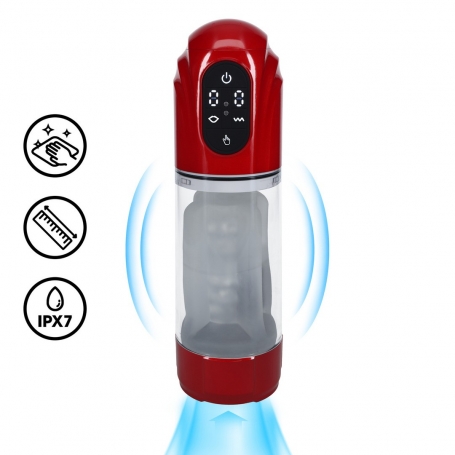 PUMPED TECHNOTHRUST AUTOMATIC WATERPROOF MASTURBATOR PUMP METALLIC RED