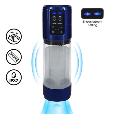 PUMPED ULTRALIFT AUTOMATIC WATERPROOF MASTURBATOR PUMP METALLIC BLUE 