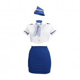 FANTASIA DE HOSPEDEIRA AZUL/BRANCO S-LINE 