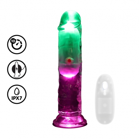 VIBRATEUR AVEC LED ET TÉLÉCOMMANDE LED VIBRATING STRAIGHT COCK 6 /15 CM REALROCK