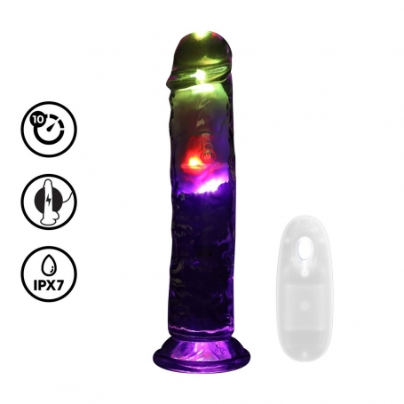 VIBRATEUR AVEC LED ET TÉLÉCOMMANDE LED VIBRATING STRAIGHT COCK 8 /20 CM REALROCK