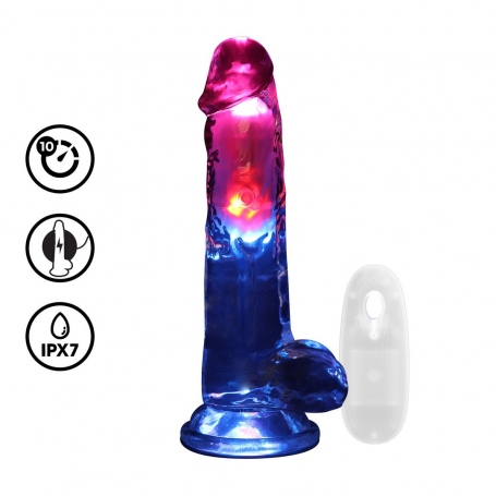 REALROCK LED VIBRATING STRAIGHT COCK WITH BALLS 8/ 20 CM