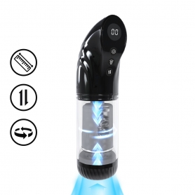 MASTURBADOR VIBRATORIO CON SUCCIÓN E IMPULSO STROKEMATE NEGRO PUMPED