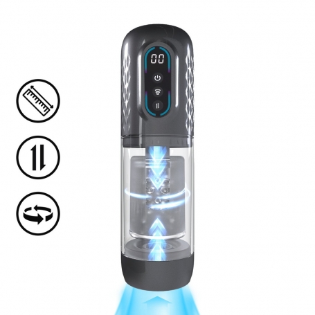 MASTURBADOR VIBRATÓRIO COM SUCÇÃO E IMPULSO VORTEX GUN METAL PUMPED