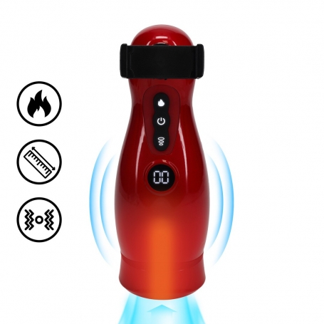 MASTURBATEUR VIBRANT AVEC SUCCION ET SUPPORT POUR TÉLÉPHONE VIRTUO METALLIC RED PUMPED