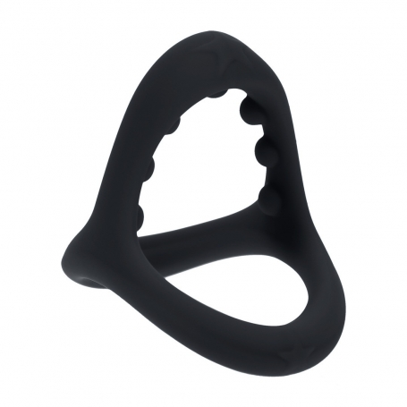 LEVELZ SOFT BEAD GRIP SILICONE COCK AND BALL RING BLACK