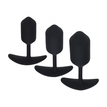 ENSEMBLE DE 3 PLUGS ANAUX EN SILICONE AVEC POIDS NOIR LEVELZ 
