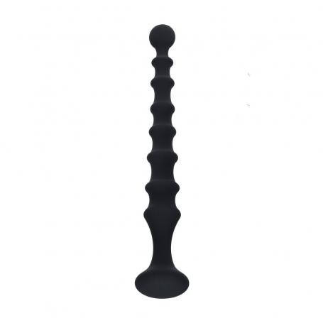 SONDA ANAL DE SILICONA ESTRIADA NEGRA LEVELZ 