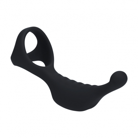 ESTIMULADOR DE PRÓSTATA VIBRATORIO DE SILICONA CON ANILLO PARA EL PENE TRI O PRETO LEVELZ