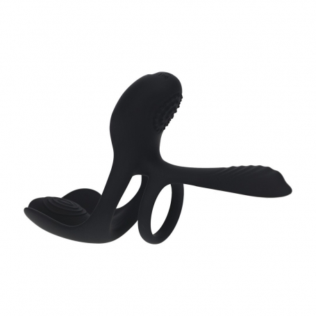 LEVELZ TRIPLE MOTOR VIBRATING SILICONE COCKRING BLACK 