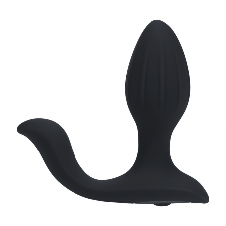 PLUG ANAL VIBRATORIO DE SILICONA CON ROTACIÓN Y ESTIMULADOR DE TESTÍCULOS NEGRO LEVELZ 