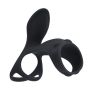 LEVELZ VIBRATING SILICONE COCK AND BALL RING WITH SHAFT LOOP BLACK