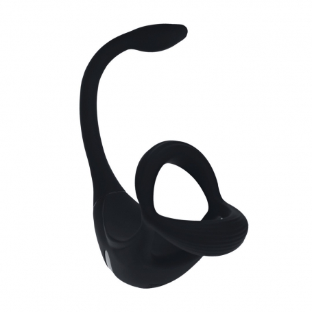 ANNEAU POUR PÉNIS TRI O VIBRANT EN SILICONE AVEC TÉLÉCOMMANDE ET STIMULATEUR NOIR LEVELZ 