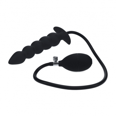 PLUG ANAL EN SILICONE GONFLABLE AVEC PERLES NOIRES LEVELZ