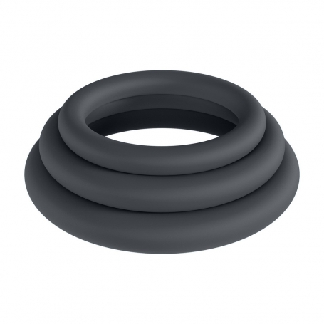 CONJUNTO DE 3 ANILLOS CLÁSICOS PARA EL PENE XS/S/M NEGRO LEVELZ