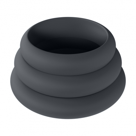 ENSEMBLE DE 3 ANNEAUX EN SILICONE POUR LE PÉNIS WIDE O S/M/L NOIR LEVELZ