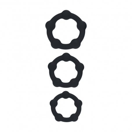 ENSEMBLE DE 3 ANNEAUX POUR LE PÉNIS EN SILICONE AVEC PERLES S/M/L NOIR LEVELZ
