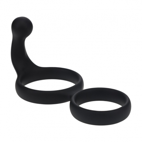 ANNEAU DUPLO EN SILICONE AVEC STIMULATEUR DU PERINÉE NOIR