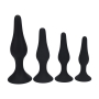 CONJUNTO DE 4 PLUGS ANAIS EM SILICONE SLIM S/M/L/XL PRETO LEVELZ