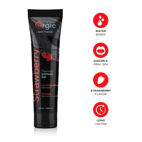 LUBRIFICANTE À BASE DE ÁGUA COM SABOR A MORANGO 100ML ORGIE