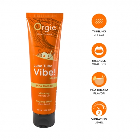 LUBRICANTE LUBE TUBE VIBE! PIÑA COLADA INTENSIDAD MEDIA ORGIE 100ML