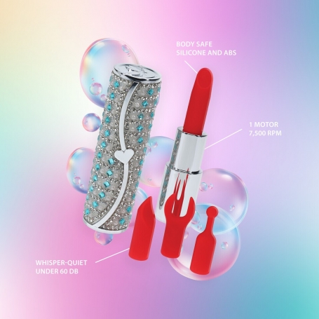 VIBRATEUR AVEC 4 ACCESSOIRES TIFFANY LIPSTICK BLEU LOVELINE